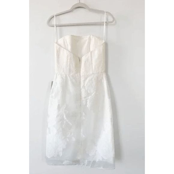 NWT Amsale Strapless Rose fil-coupe White Pencil Dress BRIDAL - 4, 6, 8, 10, 12 - Picture 6 of 10